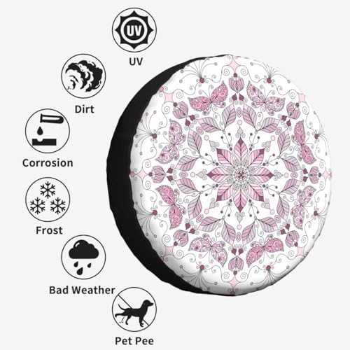 Lotus Spare Tire Cover for RV Trailer Pink and Purple Flower Lacy Pastel Wheel - Image 4