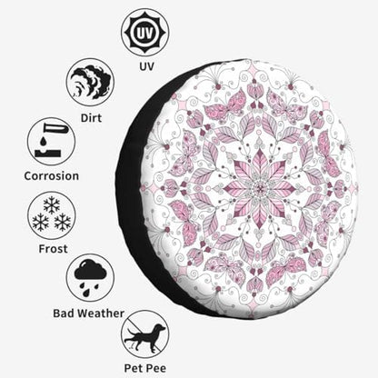 Lotus Spare Tire Cover for RV Trailer Pink and Purple Flower Lacy Pastel Wheel - Image 4