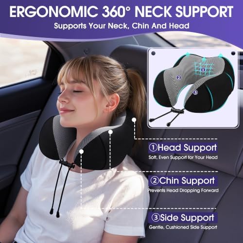 CloudBliss Memory Foam Travel Neck Pillow Airplane - Image 2