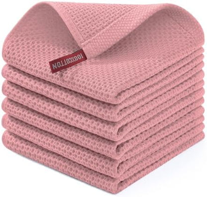 Homaxy 100% Cotton Waffle Weave Kitchen Dish Cloths 6-Pack, Dried Rose by Homaxy