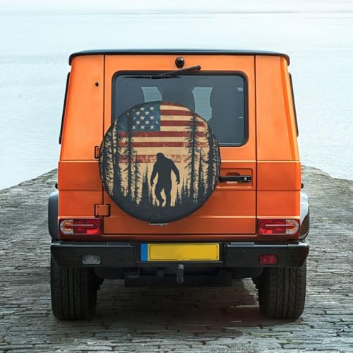 Spare Tire Cover for RV Camper, American Flag Bigfoot Sasquatch Tire Cover - Image 3