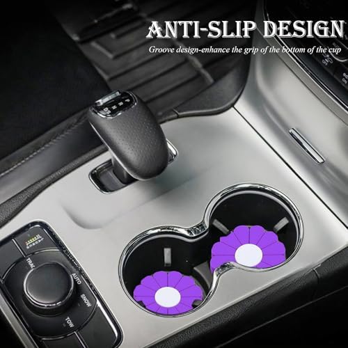 4-Pack Car Cup Holder Coaster Inserts, Daisy Shape, 2.75 Inch Non-Slip Silicone - Image 3