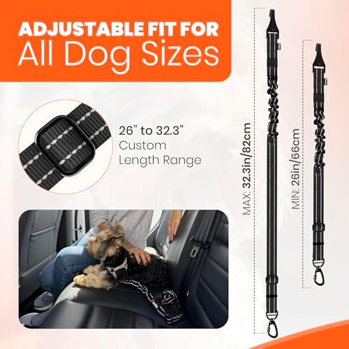 Dog Seat Belt for Car, Bungee Tether & Headrest Loop & Travel Bowl - Image 4