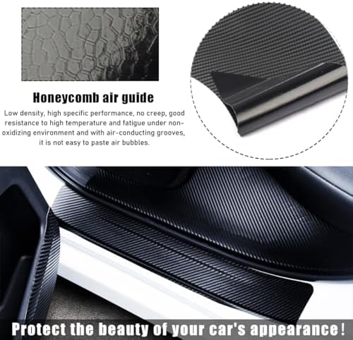 povtii 4 PCS Car Door Sill Protector, Anti-Scratch 5D Carbon Fiber Textured - Image 5