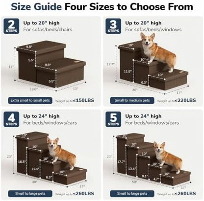 2-Step Wide Dog Stairs with Storage 11" H, Non-Slip Sturdy Pet Steps - Image 2