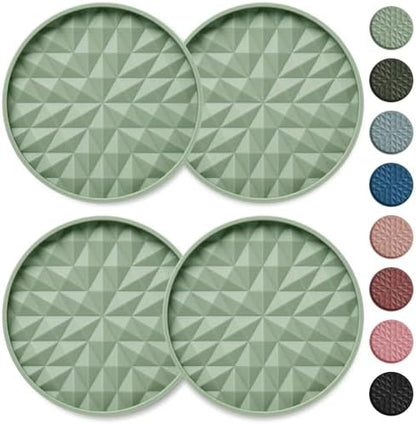 Silicone Car Coasters Set of 4, 3.15" Cup Holder Mats by Wingcases