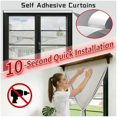 100% Blackout French Door Curtains, Room Darkening Shades Small Window Curtain - Image 3