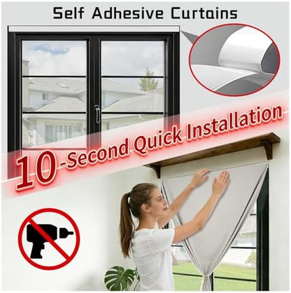 100% Blackout French Door Curtain- Privacy Thermal Insulated Door Window Curtain - Image 3