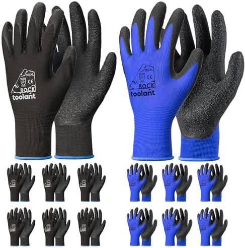 toolant Crinkle Latex Work Gloves, 12 Pairs by toolant