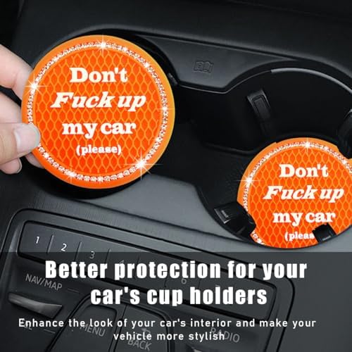 2 PCS Bling Car Cup Coaster, 2.75 Inch Anti-Slip Cup Holder Insert Coasters - Image 4