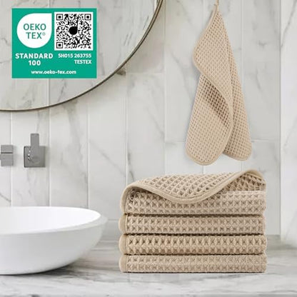 POLYTE 430 GSM Poly Blend Microfiber Waffle Wash Cloth Face Towel, 13x13 in - Image 2