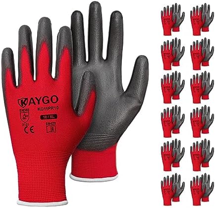KAYGO Safety Work Gloves for Men Women, PU Coated Palm & Fingers by KAYGO