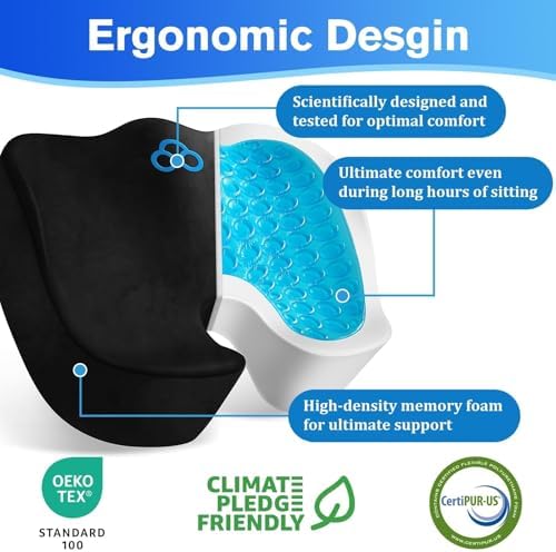 CushyOasis Seat Cushion, Gel Memory Foam Office Chair Cushions - Image 2