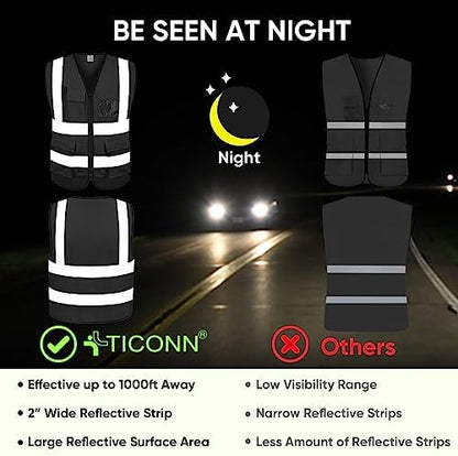 TICONN High Visibility Reflective Safety Vest - Image 3