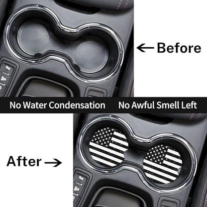 American Flag Retro Car Cup Holder Coasters 2 Pack 2.63" - Image 2