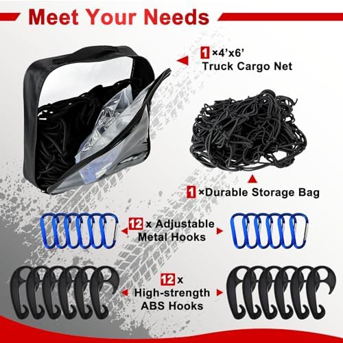 Cargo Net 4' x6' Stretches to 8' x 12' Truck Cargo Net - Image 3