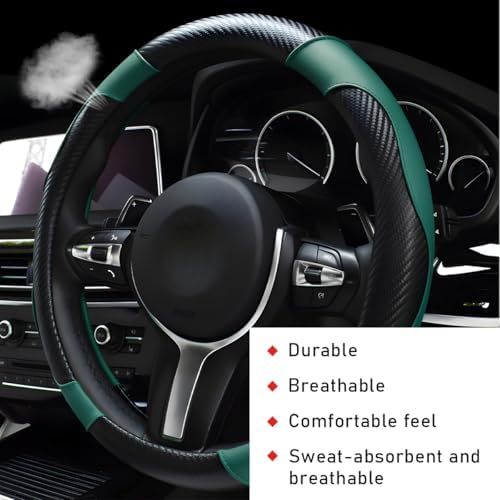 povtii Car Steering Wheel Cover, 15 Inch Leather Breathable Auto Steering Wheel - Image 4