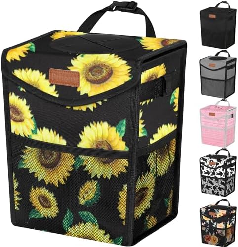 Pritent Car Trash Can with Lid Leakproof Car Garbage Bag Vehicle Trash Bin by Pritent