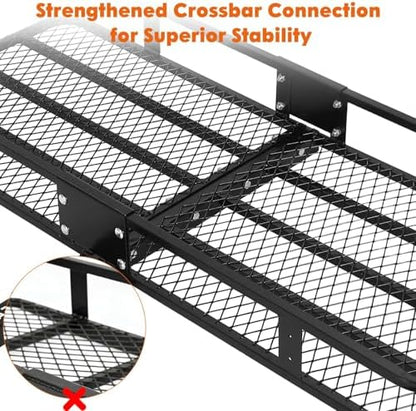 Heavy Duty Folding Hitch Cargo Carrier 70x30x6'' – 600 lbs Capacity Steel - Image 3