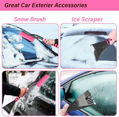 27" Snow Brush and Ice Scrapers Detachable Pivoting, Soft Bristle Head - Image 2