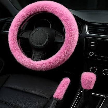 Fluffy Steering Wheel Cover 3PCS Set – Plush Fuzzy Fur Steering Wheel Cover by Unknown