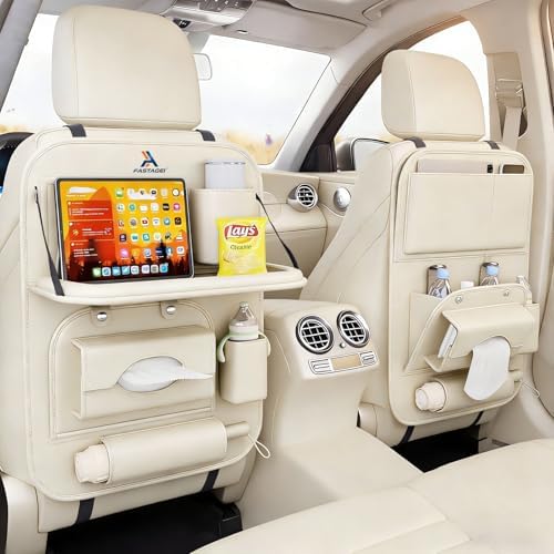 2 Pack Universal Premium Leather Foldable Car Backseat Organizer by FASTAGEI