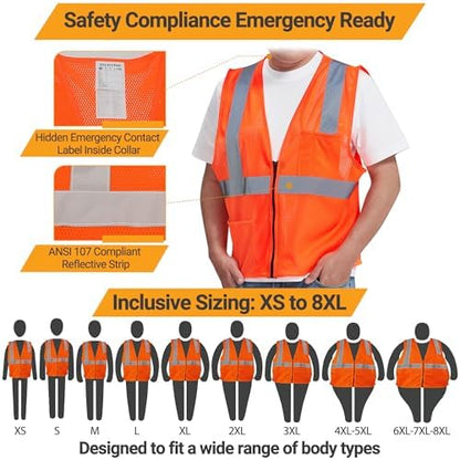 AYKRM 2 Pocket Mesh High Visibility Reflective Safety Vest - Image 5