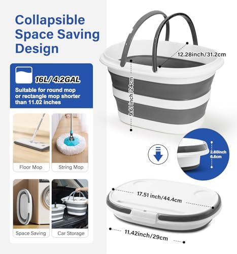 Lesipee Upgraded 16L Collapsible Mop Bucket - Image 2