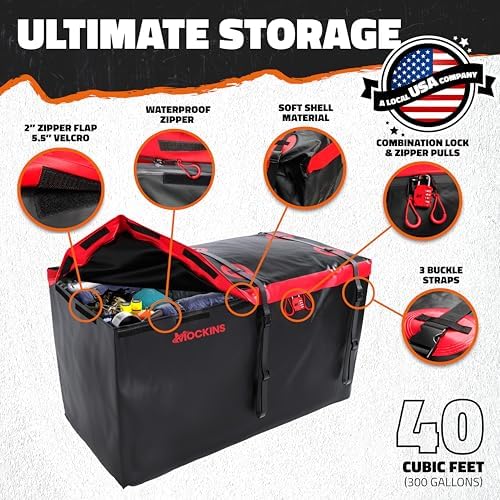 Mockins 40 CuFt All-Weather XXL Trailer Hitch Cargo Carrier Bag 70"x30"x33" - Image 2