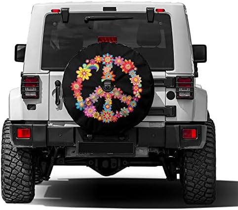 Colorful Peace Flower Spare Tire Cover by Foruidea
