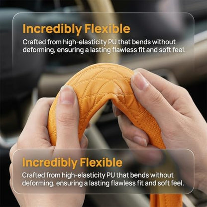 Zpana 14.5-15" Car Steering Wheel Cover, Breathable Soft Leather - Image 3