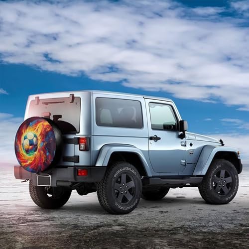 Car Tire Covers Soccer Ball on Fire RV Wheel Cover - Image 6
