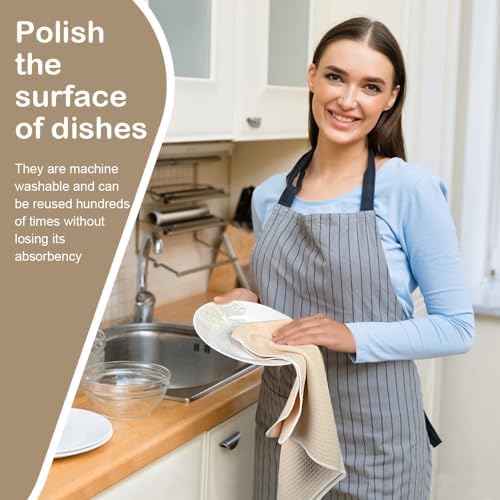 SINLAND Sublimation Blank Towels Waffle Kitchen Towel Cream 16x24 10 Pack - Image 5