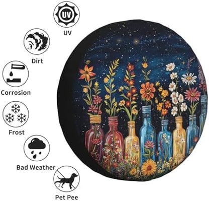 Colorful Flower Spare Tire Cover Waterproof Wheel Cover 16 Inch Universal Fit - Image 6
