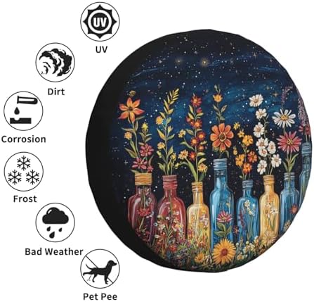 Colorful Flower Spare Tire Cover Waterproof Wheel Cover 15 Inch Universal Fit - Image 6