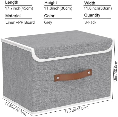 Yawinhe Storage Bins with Lids, 17.7x11.8x11.8in - Image 4