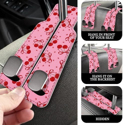 PU Leather Car Seat Hook, Storage Headrest Hanger, Cute Car Backseat Organizer - Image 3
