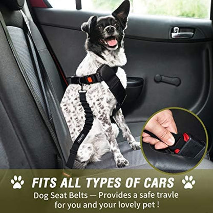 COOYOO Dog Seat Belt, 3 Piece Set Retractable Dog Car Adjustable Seatbelts - Image 2