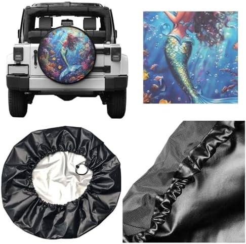 Mermaid Girl Spare Tire Cover Wheel Protectors Weatherproof Sun Protection - Image 3