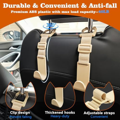 Amooca Anti-drop Car Headrest Hooks 4 Pack Seat Organizer - Image 6