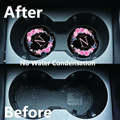 2pcs Letter N Car Coasters, Absorbent Universal neoprener Cup Holder Coasters - Image 5