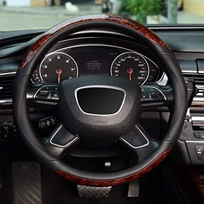 KAFEEK 16 inch Wood Grain Steering Wheel Cover, Large Size - Image 2