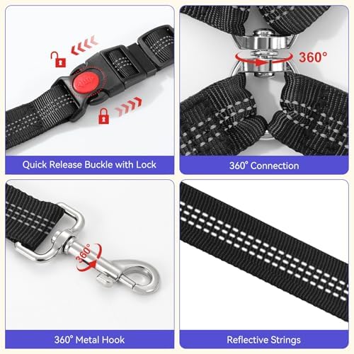Pawaboo Dog Seat Belt for Car, Y Shape Two Dog Cars Harness for Cars Travel - Image 6
