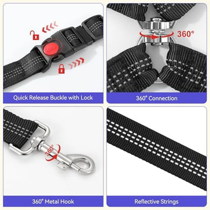 Pawaboo Dog Seat Belt for Car, Y Shape Two Dog Cars Harness for Cars Travel - Image 6
