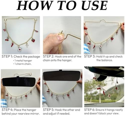 Car Rearview Mirror Charm Gold Hanging Cross Western Cowgirl Ornament - Image 5