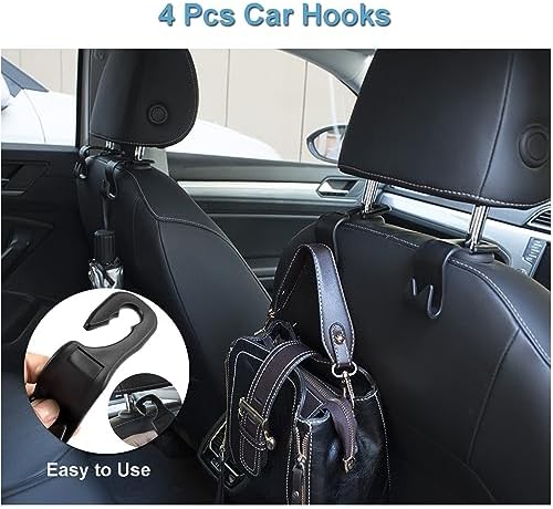 2 Pack Car Trash Can with Lid+4 PCS Car Hooks, Mini Auto Dustbin Trashcan - Image 6