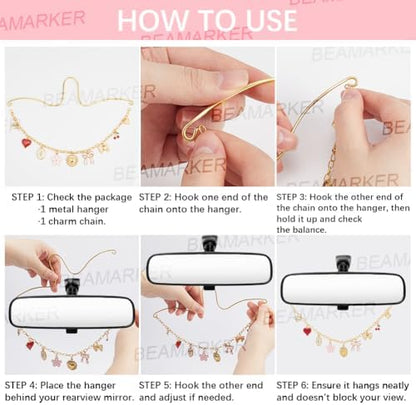 Cute Car Hanging Ornament Golden Rear View Mirror Charm - Image 5