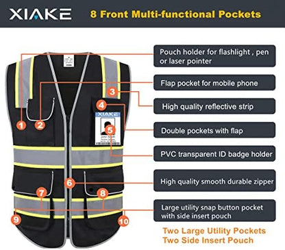 XIAKE Reflective Safety Vest for Men & Women High Visibility Class 2 Vest - Image 3