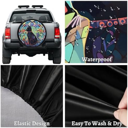 Spare Tire Cover for RV Trailer, Glass Painting Cats Waterproof Sun Leather - Image 4