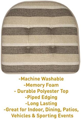 Chair Cushion Memory Foam Pads Tufted Slip Non Skid Rubber Back U-Shaped 17" x - Image 3